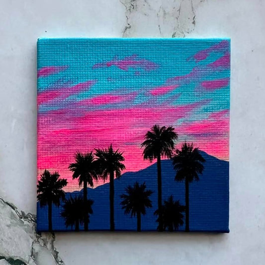 mini palms at sunset