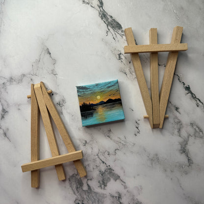 mini lakeside sunset with easel