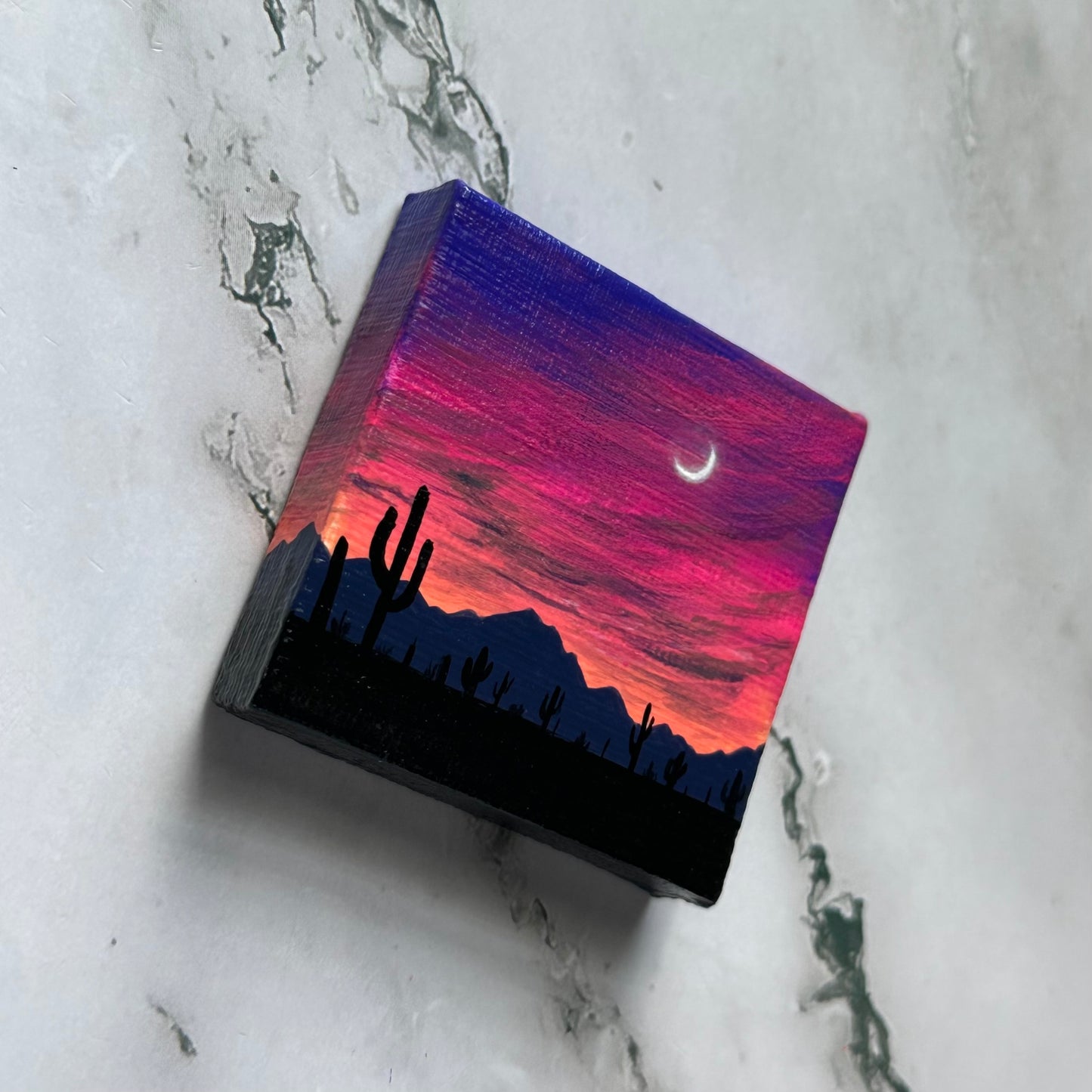 mini desert sunset with easel