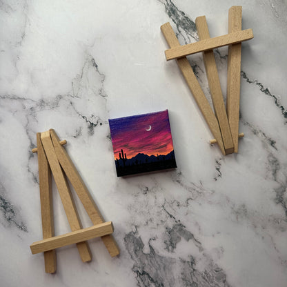 mini desert sunset with easel