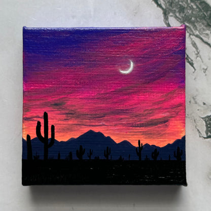 mini desert sunset with easel