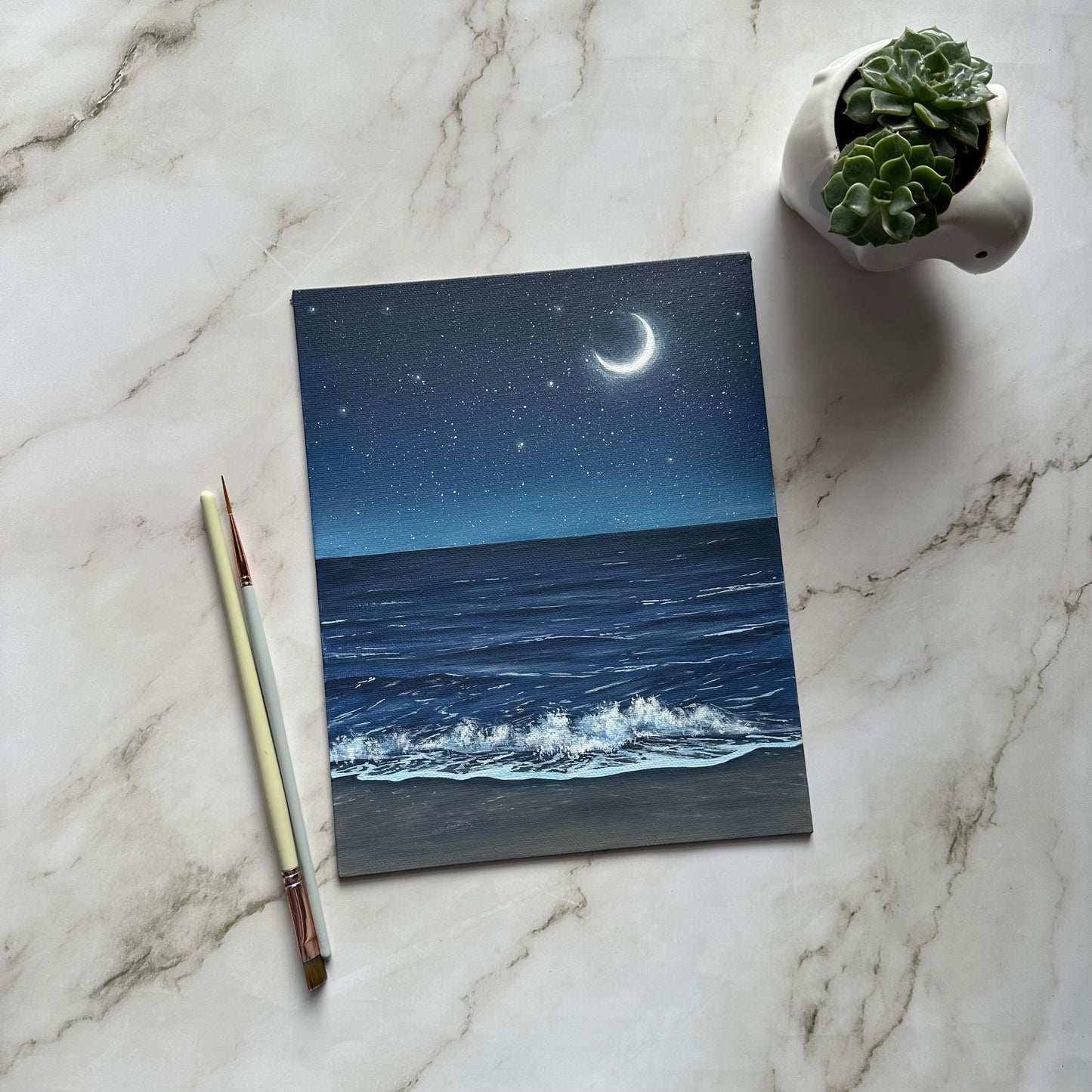 crescent moon seascape