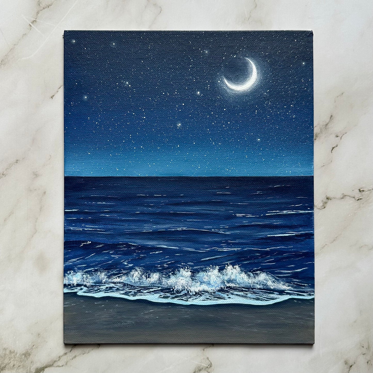 crescent moon seascape