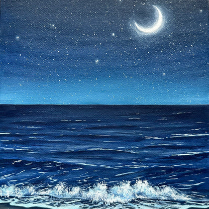 crescent moon seascape