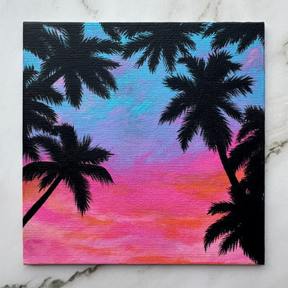 pink sunset palm trees